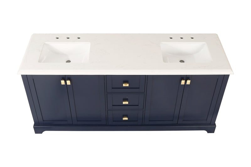 Vanity Sink Combo featuring a Marble Countertop, Bathroom Sink Cabinet, and Home Decor Bathroom Vanities - Fully Assembled Blue 72-inch Vanity with Sink 23V02-72NB