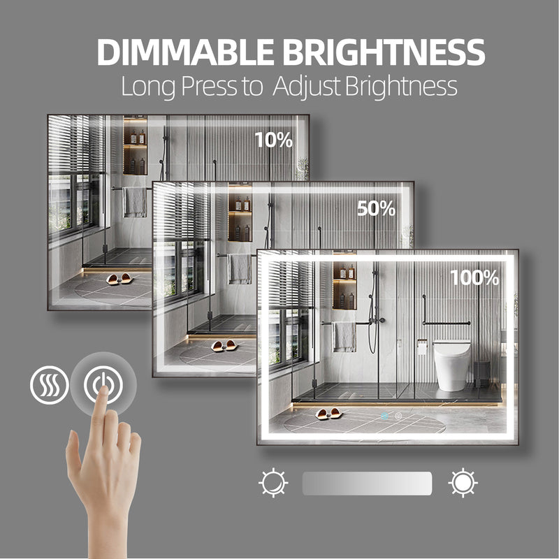 48 x 36 LED Mirror for Bathroom, LED Vanity Mirror, Adjustable 3 Color, Dimmable Vanity Mirror with Lights, Anti-Fog, Touch Control Wall Mounted Bathroom Mirror,Vertical