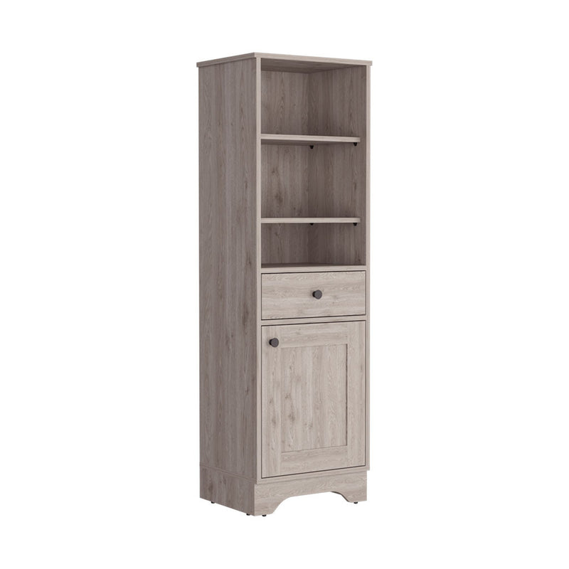 Linen Cabinet Burnedt, One Drawer, One Cabinet, Multiple Shelves, Light Gray Finish