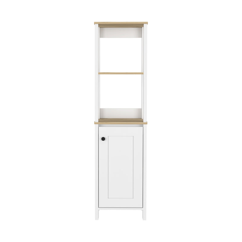 Linen Cabinet Jannes, Two Open Shelves, Single Door, Light Oak / White Finish