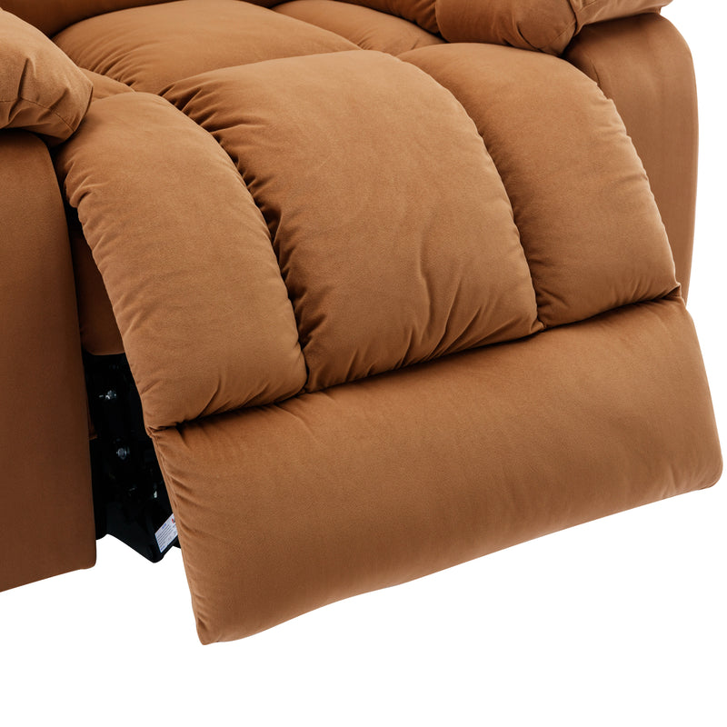 Massage Recliner Chair Electric Power Lift Recliner Chairs with Heat, Vibration, Side Pocket for Living Room, Bedroom, Light Brown