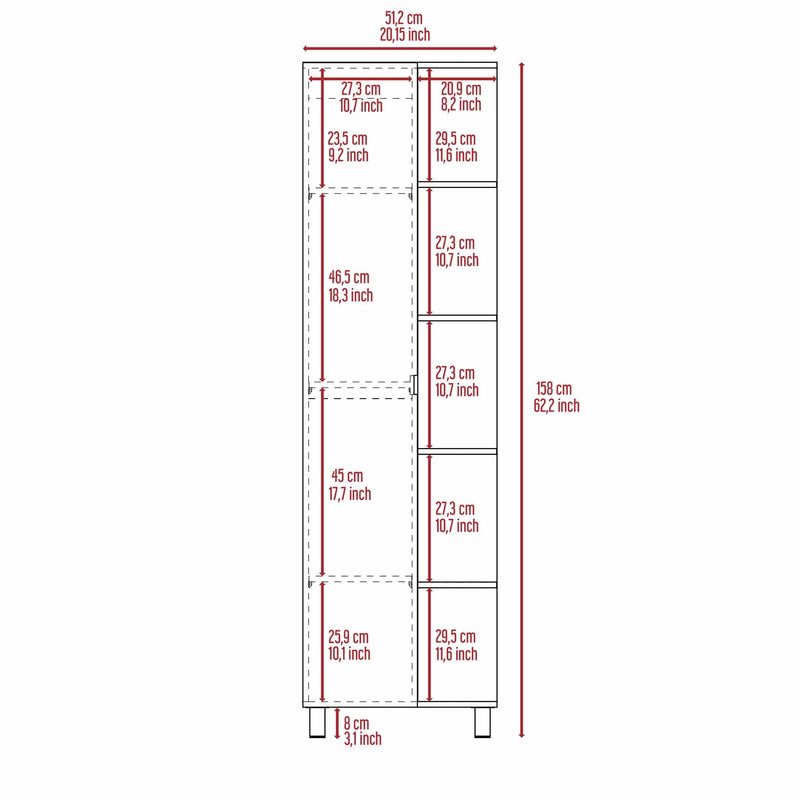 Portland 5-Shelf Linen Cabinet White