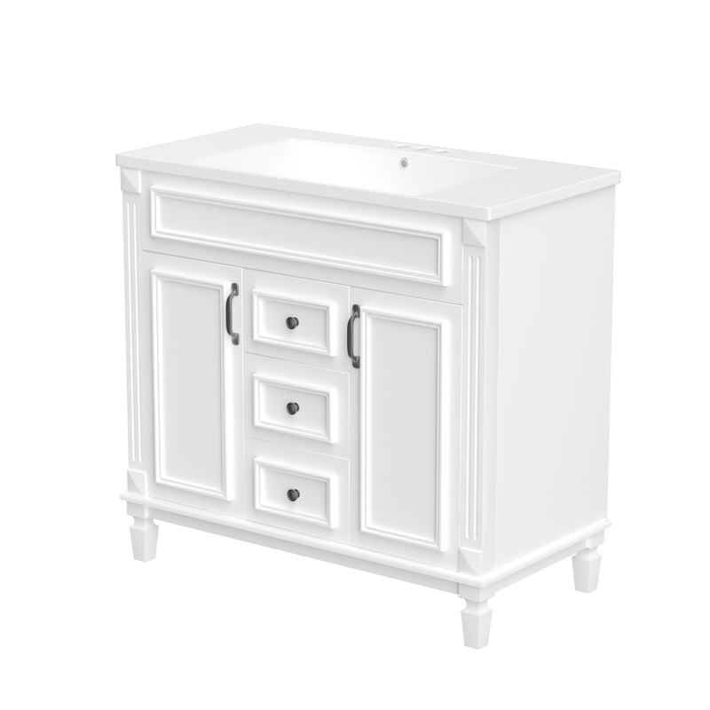 36'' Bathroom Vanity with Top Sink, Modern Bathroom Storage Cabinet with 2 Soft Closing Doors and 2 Drawers, Single Sink Bathroom Vanity