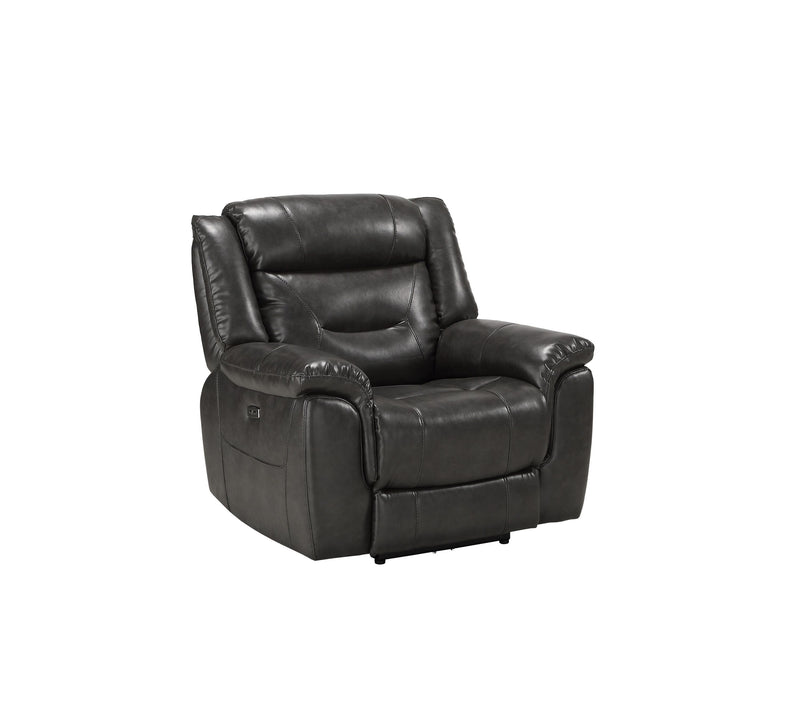 Imogen Recliner (Power Motion), Gray Leather-Aire