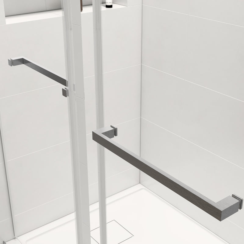 60*76" Double Sliding Frameless Shower Door Brushed Nickel Without Buffer