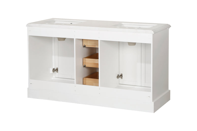 Vanity Sink Combo featuring a Marble Countertop, Bathroom Sink Cabinet, and Home Decor Bathroom Vanities - Fully Assembled White 60-inch Vanity with Sink 23V02-60WH