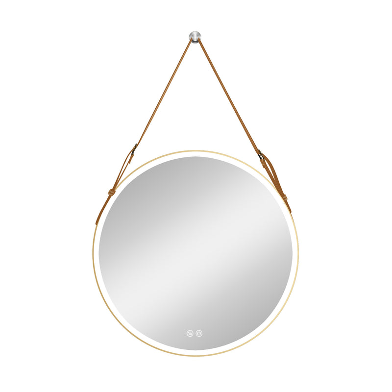 Bathroom LED Mirror 24 Inch Round Bathroom Mirror with Lights Smart 3 Lights Dimmable Illuminated Bathroom Mirror Wall Mounted Large LED Mirror Anti-Fog Lighted Vanity Mirror