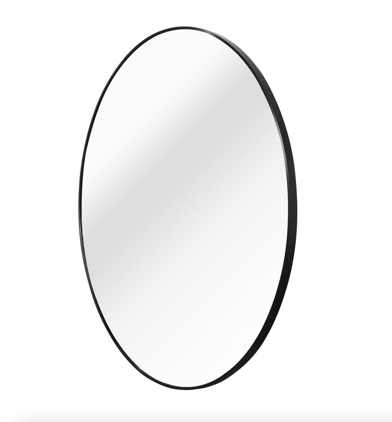 Black 39 Inch Metal Round Bathroom Mirror