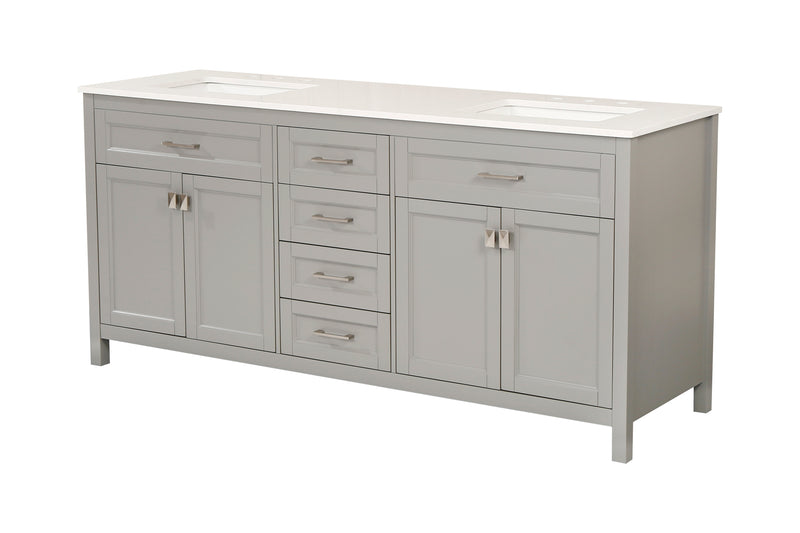 Vanity Sink Combo featuring a Marble Countertop, Bathroom Sink Cabinet, and Home Decor Bathroom Vanities - Fully Assembled White 72-inch Vanity with Sink 23V03-72GR