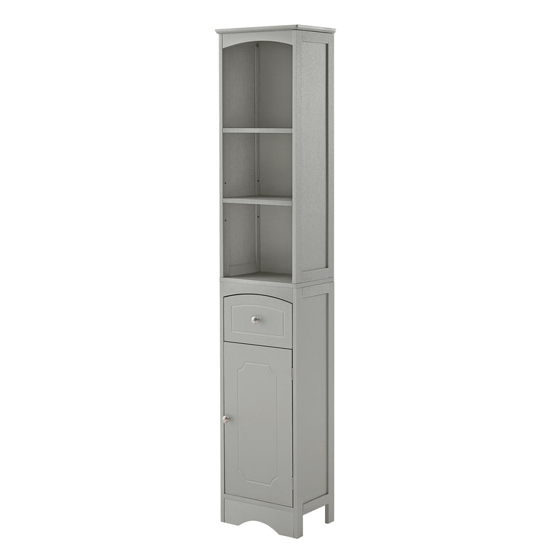 Tall Bathroom Cabinet, Freestanding Storage Cabinet with Drawer, MDF Board, Adjustable Shelf, Grey