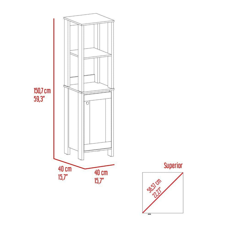 Linen Cabinet Jannes, Two Open Shelves, Single Door, Light Gray Finish