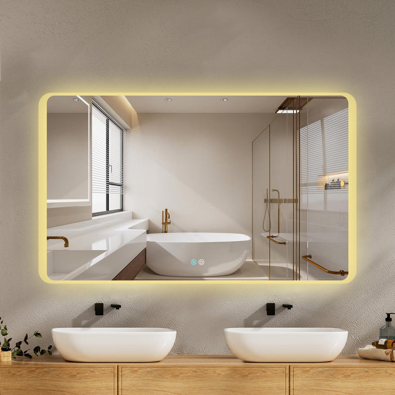 60 x 36 LED Mirror for Bathroom, LED Vanity Mirror, Adjustable 3 Color, Dimmable Vanity Mirror with Lights, Anti-Fog, Touch Control Wall Mounted Bathroom Mirror,Vertical