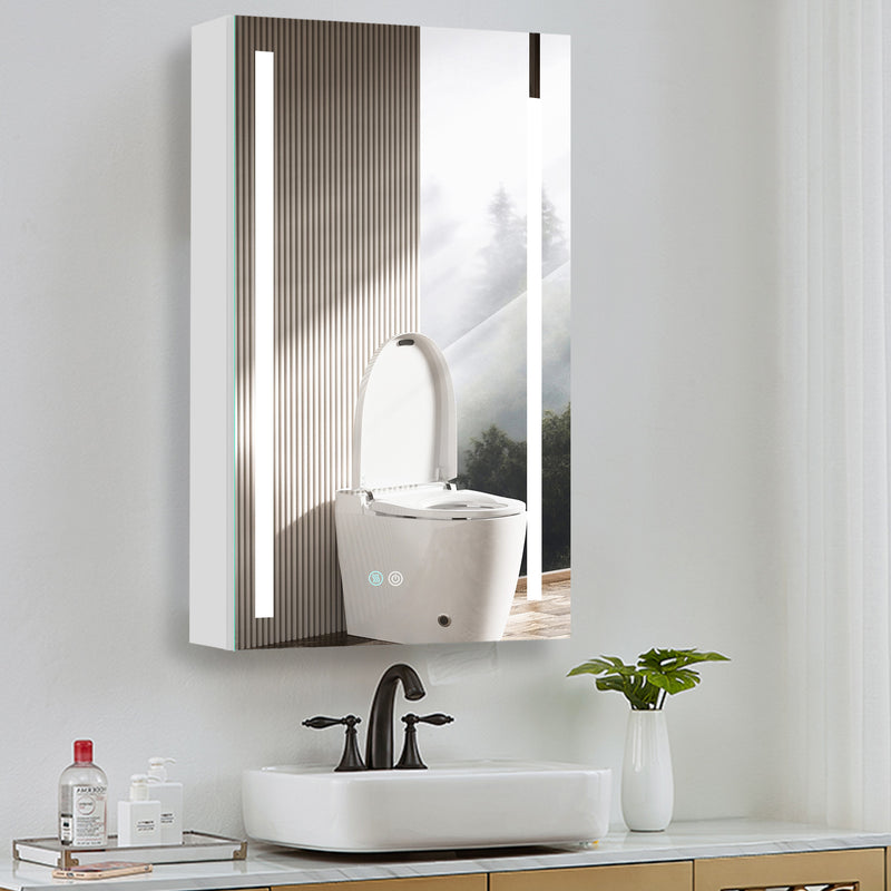 30x20 inch LED Bathroom Medicine Cabinet Surface Mounted Cabinets With Lighted Mirror  White Right Open