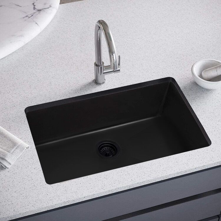 32x19 inch  Undermount Kitchen Sink 16 Gauge Stainless Steel Single Bowl Kitchen Sink Gunmetal Black