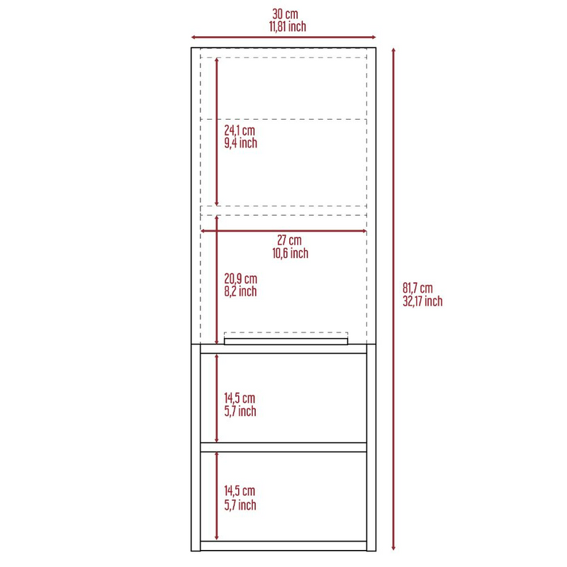 Medicine Cabinet Hazelton, Open and Interior Shelves, Light Gray Finish