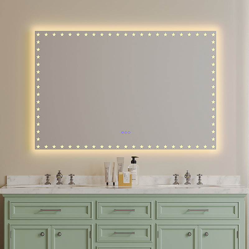 55X36 inch LED Bathroom Mirror with Lights Backlit RGB Color Changing Lighted Mirror for Bathroom Wall Dimmable Anti-Fog Memory Rectangular Vanity Mirror (RGB Multicolor Backlit + Front-Lighted