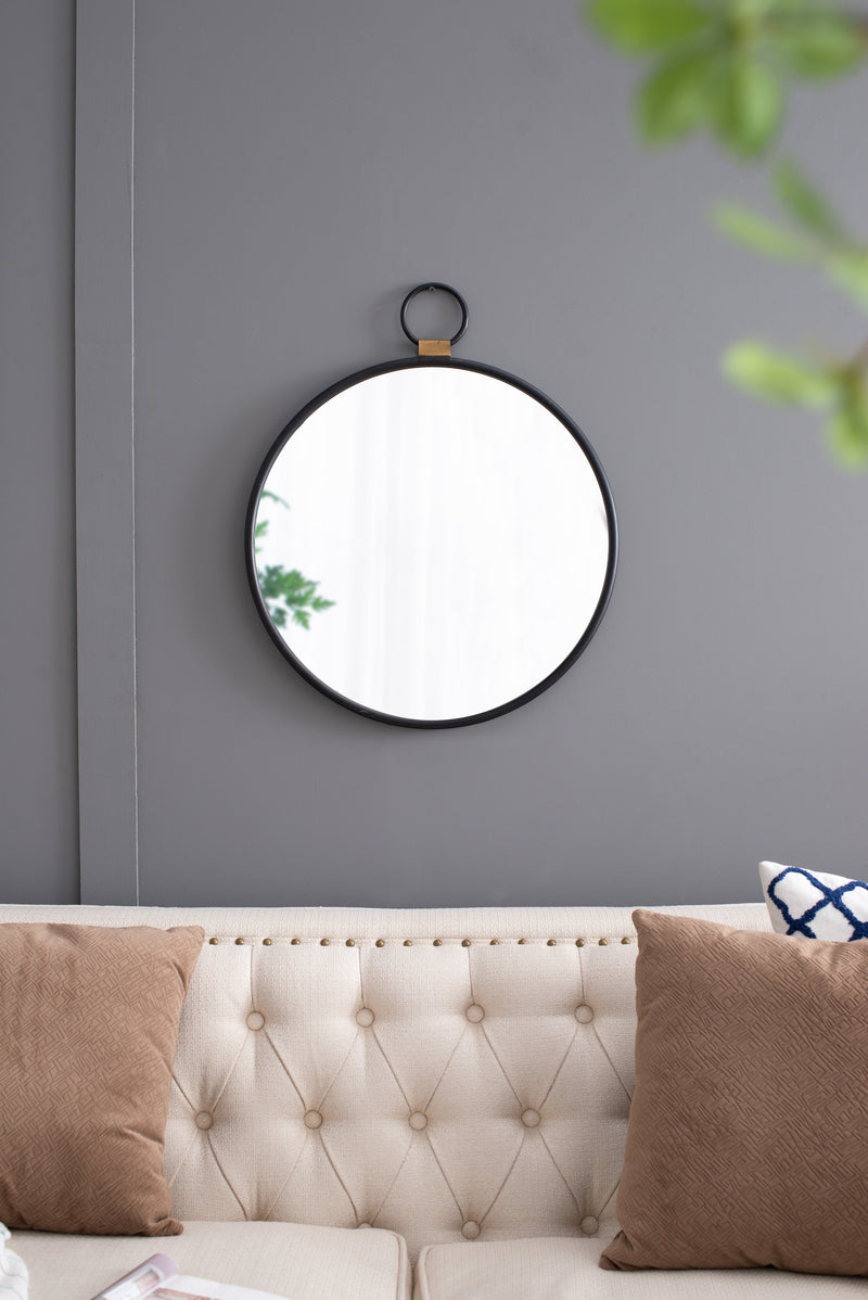 24" x 27"  Wall Mirror with Black Frame, Contemporary Minimalist Accent Mirror for Living Room, Foyer, Entryway, Bedroom