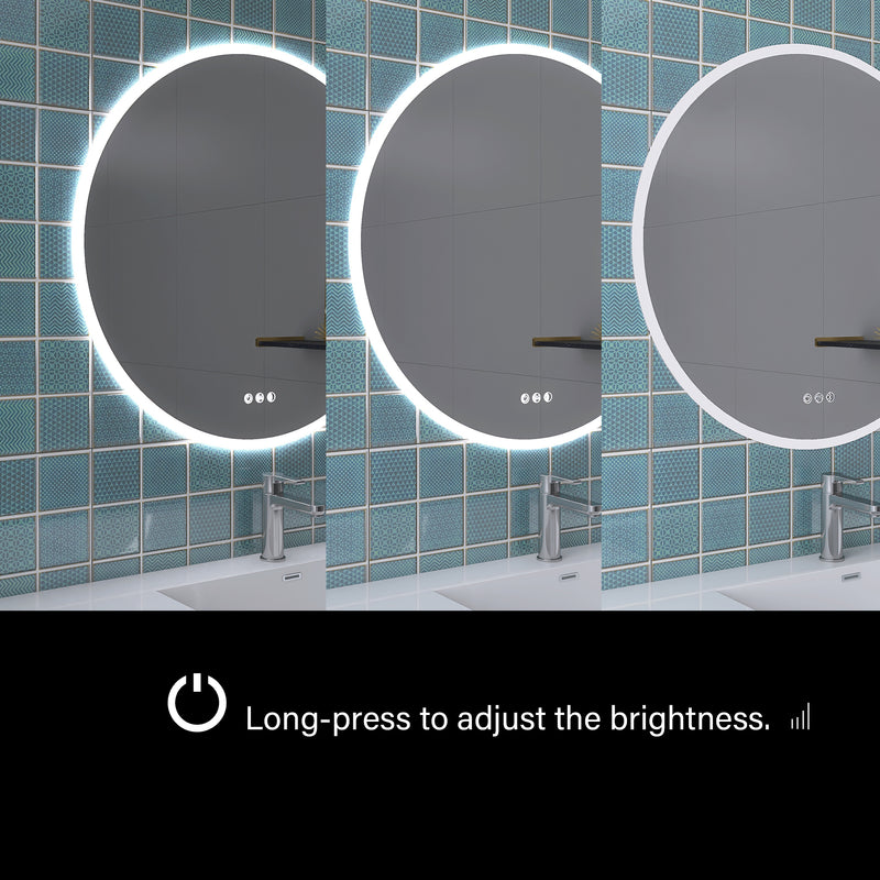 24 in. Round Wall-Mounted Dimmable LED Bathroom Vanity Mirror with Defogger and Bluetooth Music Speaker