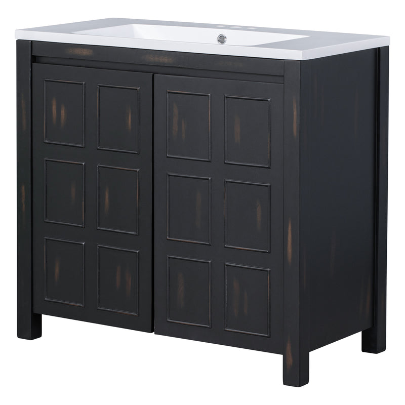 36" Bathroom Vanity Organizer with Sink, Combo Cabinet Set, Bathroom Storage Cabinet, Retro Espresso