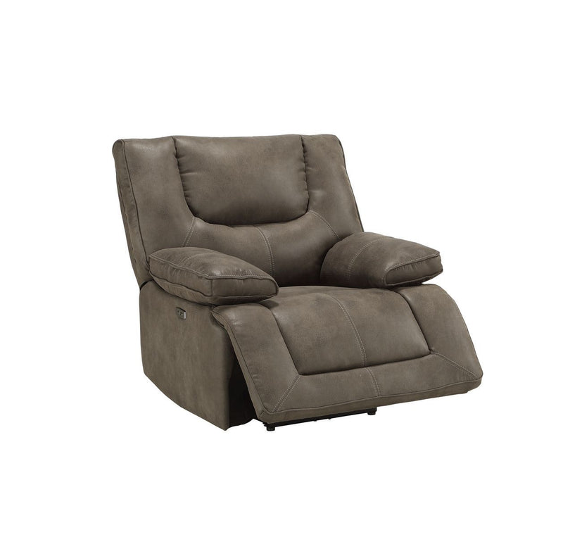 Harumi Recliner (Power Motion), Gray Leather-Aire