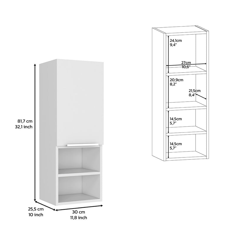 Medicine Cabinet Hazelton, Open and Interior Shelves, White Finish