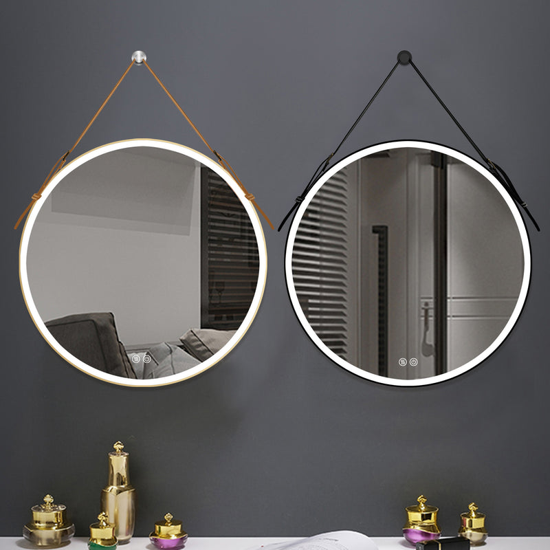 Bathroom LED Mirror 24 Inch Round Bathroom Mirror with Lights Smart 3 Lights Dimmable Illuminated Bathroom Mirror Wall Mounted Large LED Mirror Anti-Fog Lighted Vanity Mirror