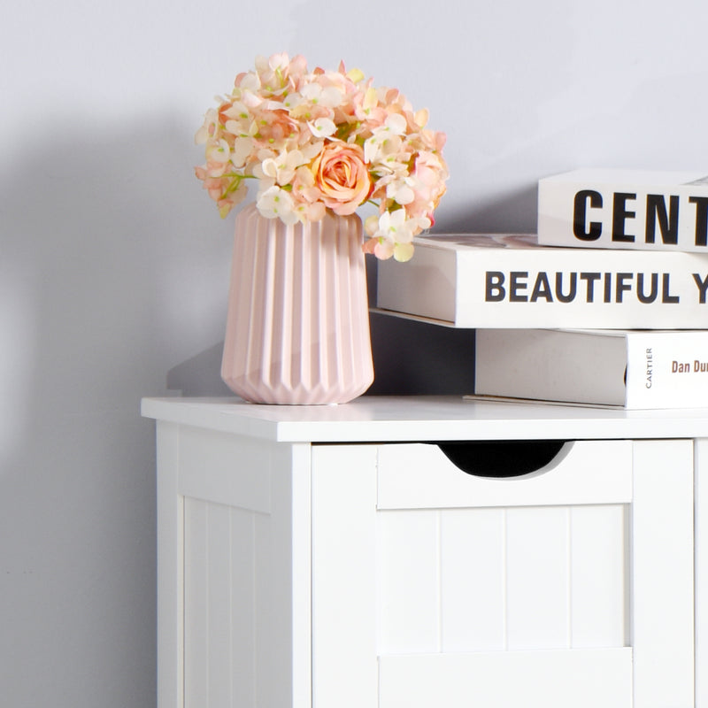 White Bathroom Storage Cabinet, Floor Cabinet with Adjustable Shelf and Drawers