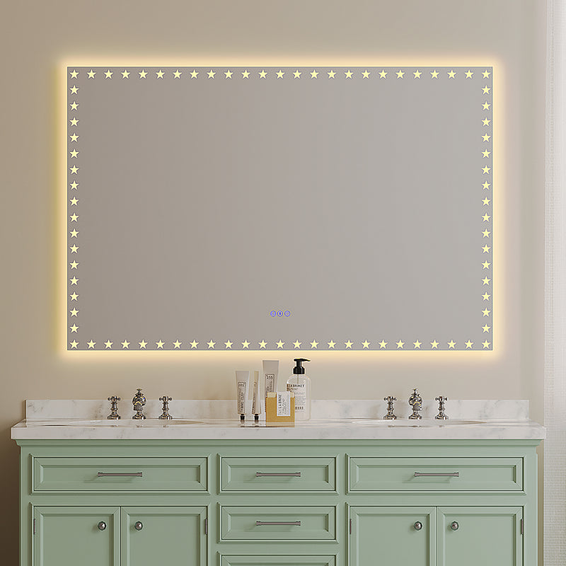 60X40 inch LED Bathroom Mirror with Lights Backlit RGB Color Changing Lighted Mirror for Bathroom Wall Dimmable Anti-Fog Memory Rectangular Vanity Mirror (RGB Multicolor Backlit + Front-Lighted