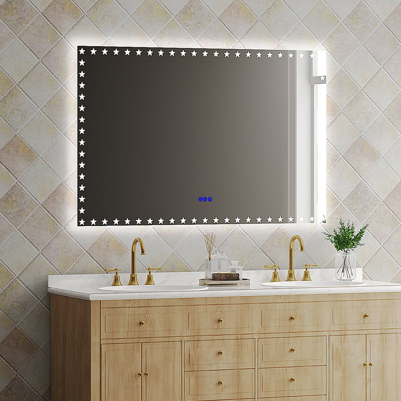 55X36 inch LED Bathroom Mirror with Lights Backlit RGB Color Changing Lighted Mirror for Bathroom Wall Dimmable Anti-Fog Memory Rectangular Vanity Mirror (RGB Multicolor Backlit + Front-Lighted