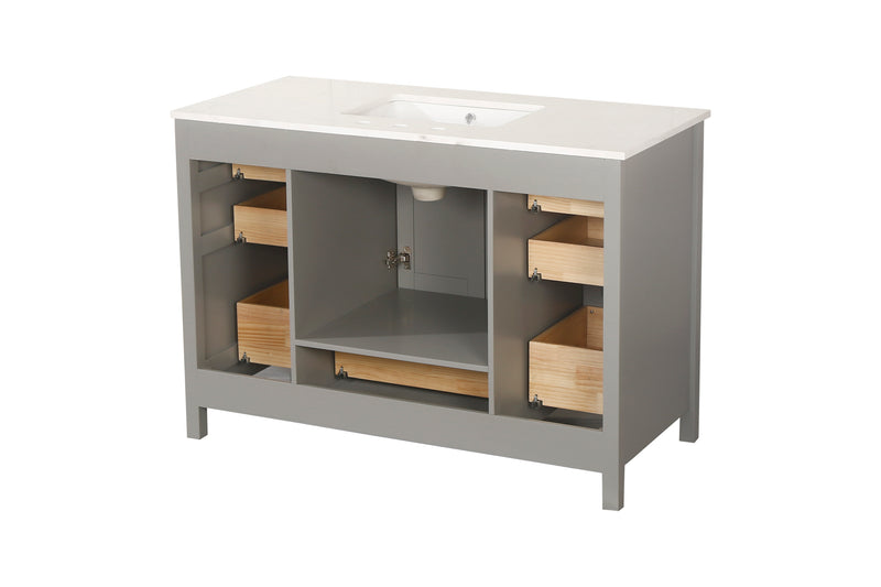 Vanity Sink Combo featuring a Marble Countertop, Bathroom Sink Cabinet, and Home Decor Bathroom Vanities - Fully Assembled Grey 48-inch Vanity with Sink 23V03-48GR