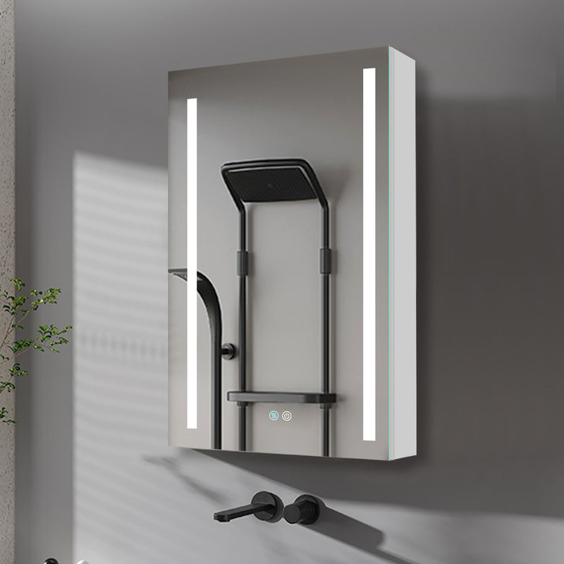 30x20 inch LED Bathroom Medicine Cabinet Surface Mounted Cabinets With Lighted Mirror  White Right Open