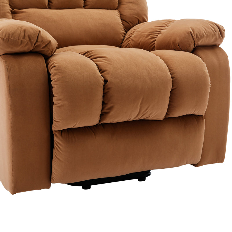 Massage Recliner Chair Electric Power Lift Recliner Chairs with Heat, Vibration, Side Pocket for Living Room, Bedroom, Light Brown