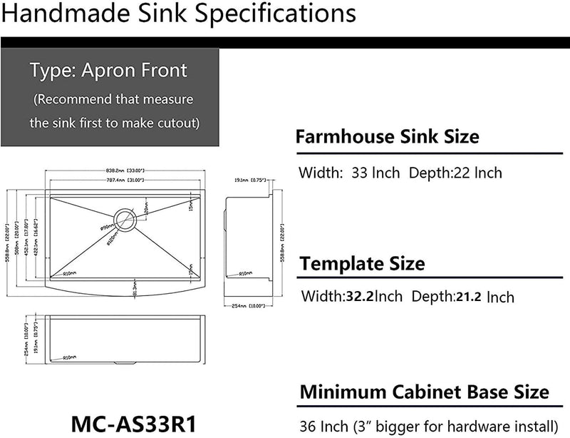 33 Black Farmhouse Sink - 33 x 22 inches Apron Front Workstation Gunmetal Black Stainless Steel 16 Gauge Stainless Single Bowl Farm Kitchen Sink