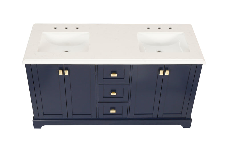 Vanity Sink Combo featuring a Marble Countertop, Bathroom Sink Cabinet, and Home Decor Bathroom Vanities - Fully Assembled Blue 60-inch Vanity with Sink 23V02-60NB