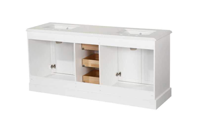 Vanity Sink Combo featuring a Marble Countertop, Bathroom Sink Cabinet, and Home Decor Bathroom Vanities - Fully Assembled White 72-inch Vanity with Sink 23V02-72WH