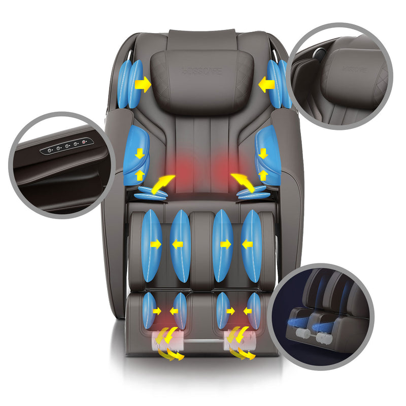 Massage Chair Recliner with Zero Gravity, Full Body Airbag Massage Chair with Bluetooth Speaker, Foot Roller Brown