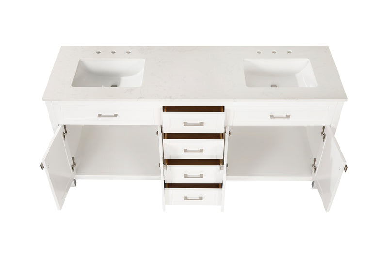 Vanity Sink Combo featuring a Marble Countertop, Bathroom Sink Cabinet, and Home Decor Bathroom Vanities - Fully Assembled White 72-inch Vanity with Sink 23V03-72WH