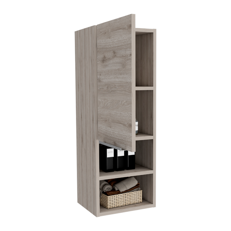 Medicine Cabinet Hazelton, Open and Interior Shelves, Light Gray Finish