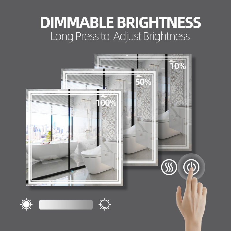 36 x 36 LED Mirror for Bathroom, LED Vanity Mirror, Adjustable 3 Color, Dimmable Vanity Mirror with Lights, Anti-Fog, Touch Control Wall Mounted Bathroom Mirror,Vertical