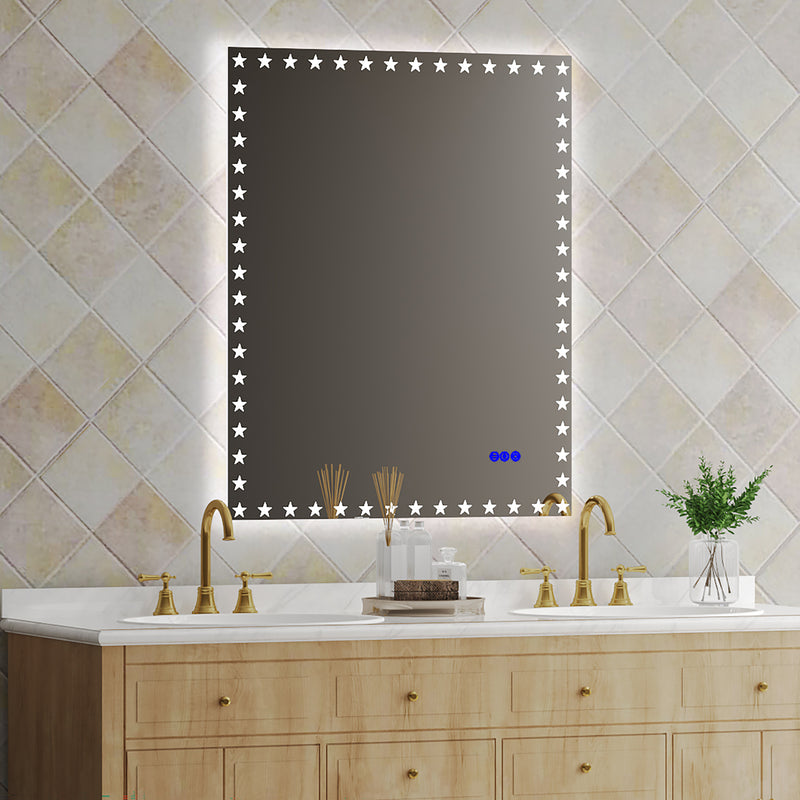 40×32  inch LED Bathroom Mirror with Lights Backlit RGB Color Changing Lighted Mirror for Bathroom Wall Dimmable Anti-Fog Memory Rectangular Vanity Mirror (RGB Multicolor Backlit + Front-Lighted )