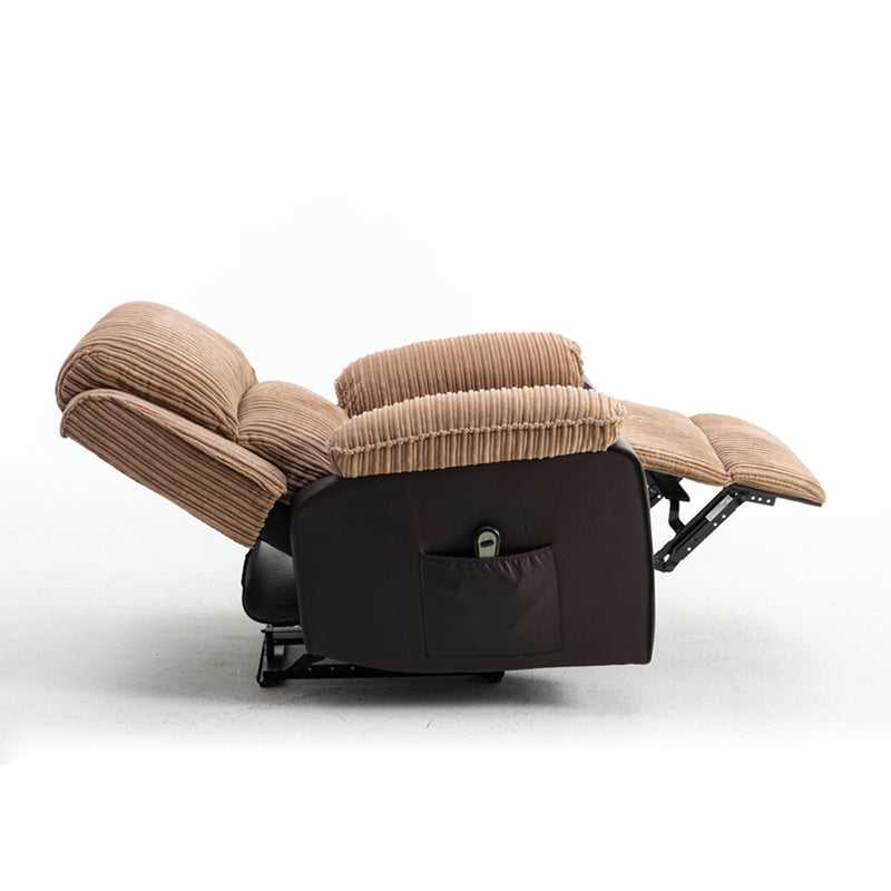 Brown Fabric Recliner Chair  Theater Single Recliner Thick Seat and Backrest, suitable for living room, side bags Electric sofa chair, electric remote control.The angle can adjust freely