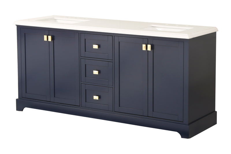 Vanity Sink Combo featuring a Marble Countertop, Bathroom Sink Cabinet, and Home Decor Bathroom Vanities - Fully Assembled Blue 72-inch Vanity with Sink 23V02-72NB