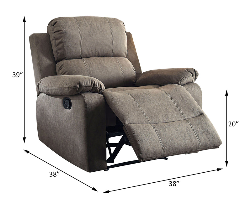 Bina Recliner (Motion) in Taupe Polished Microfiber