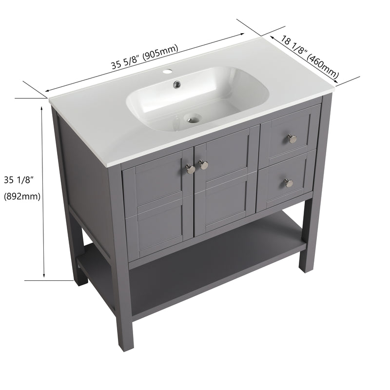 Bathroom Vanity With Soft Close Drawers and Gel Basin,36x18