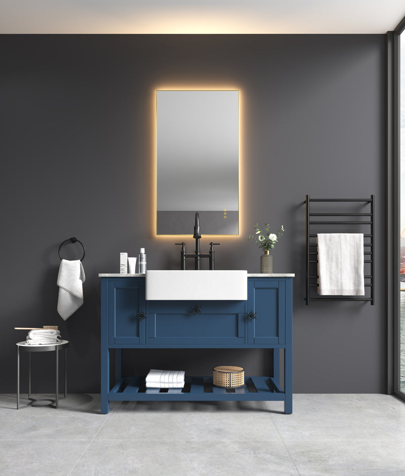 bathroom  led mirror is multi-functional and each function is controlled by a smart touch button.