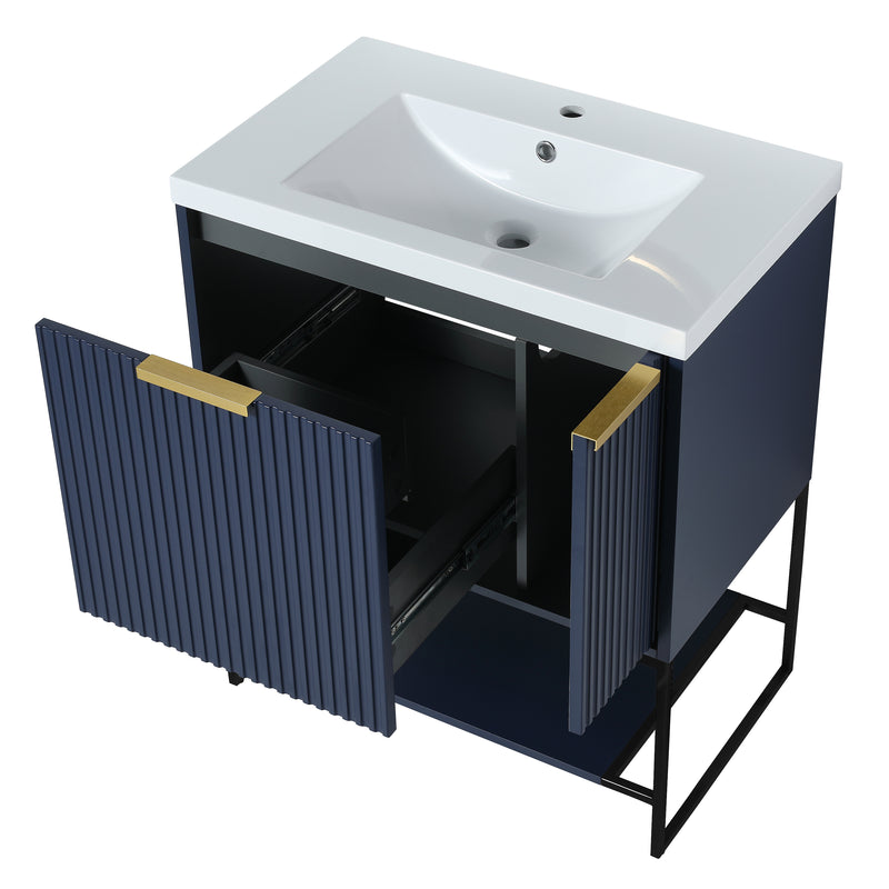 30 Inch Freestanding Bathroom Vanity With Resin Basin,30x18(With Black Feet)