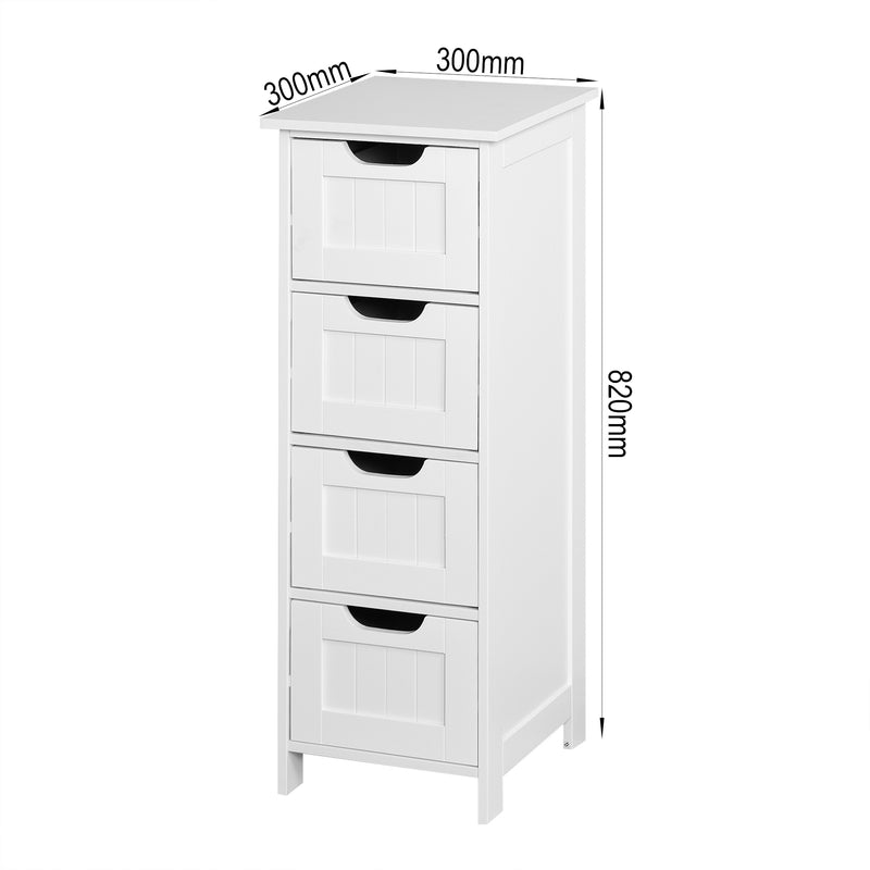 White Bathroom Storage Cabinet, Freestanding Cabinet with Drawers