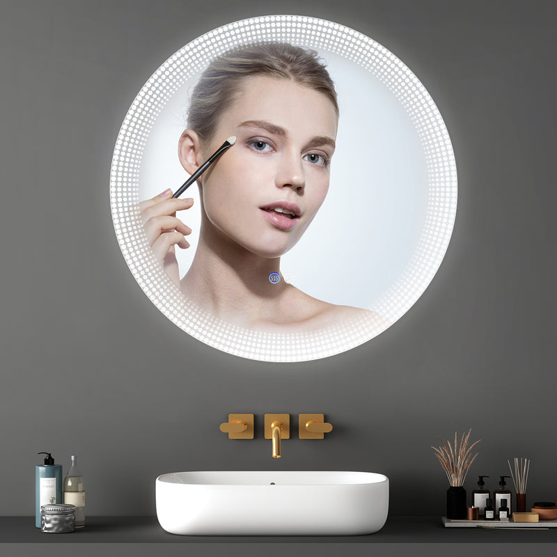 24 Inch Switch-Held Memory LED Mirror, Wall-Mounted Vanity Mirrors, Bathroom Anti-Fog Mirror, Dimmable Bathroom Mirror