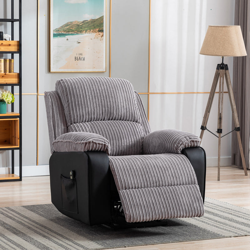 Grey Fabric Recliner Chair  Theater Single Recliner Thick Seat and Backrest, suitable for living room, side bags Electric sofa chair, electric remote control.The angle can adjust freely