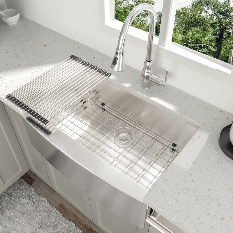 30 Inch Farmhouse Kitchen Sink - 30"x21"x10" Stainless Steel Apron Front Farmhouse Sink 10 Inch Deep 16 Gauge Single Bowl Kitchen Sink Basin